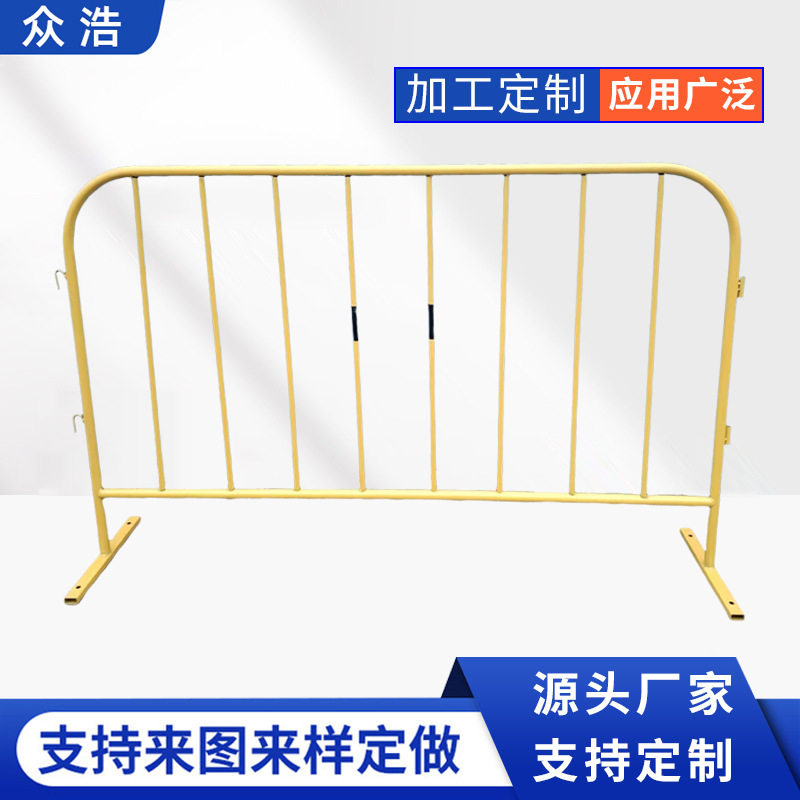 1.2x2米铁马护栏黄黑色公路围栏防撞可移动栏杆临时警示隔离栏