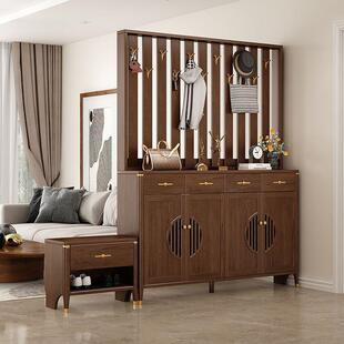 2025新款鞋柜实木现代家用门口挂衣架一体玄关柜带换鞋凳隔断柜子