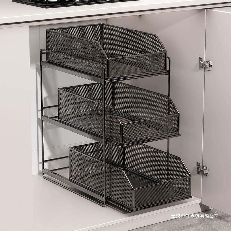 厨房柜子抽拉式置物架橱柜分层架多层加深抽屉台面下水槽拉篮