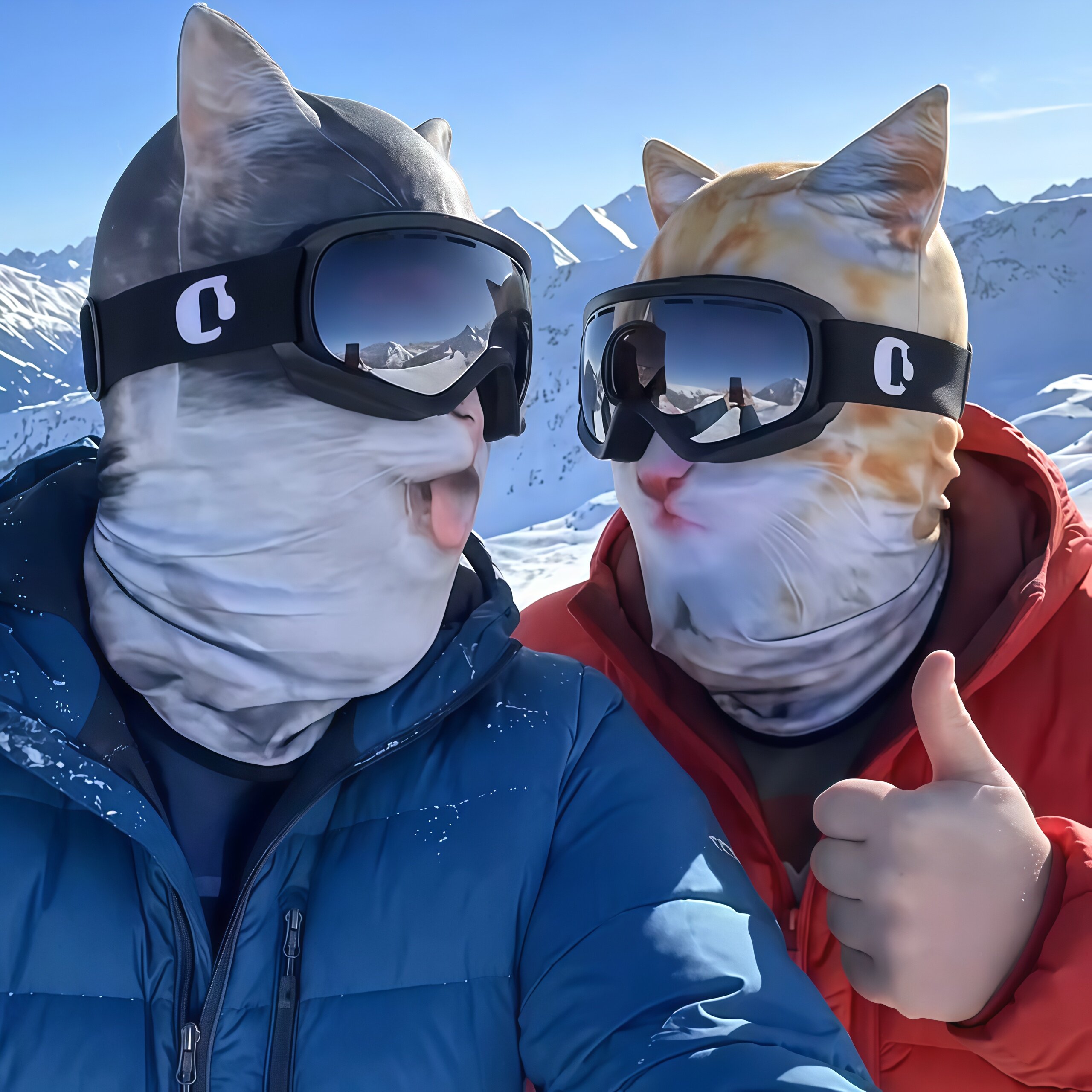 动物脸基尼户外运动滑雪面罩仿真猫咪头印花头套防风保暖搞怪脸罩