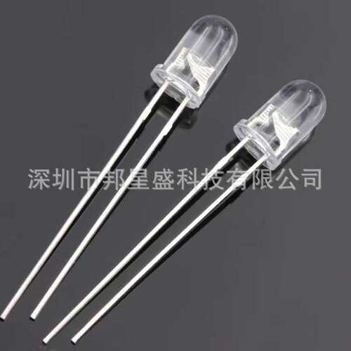 F5圆头双色无极LED灯珠透明雾状红绿红蓝红翠绿红红绿绿双色5MM灯
