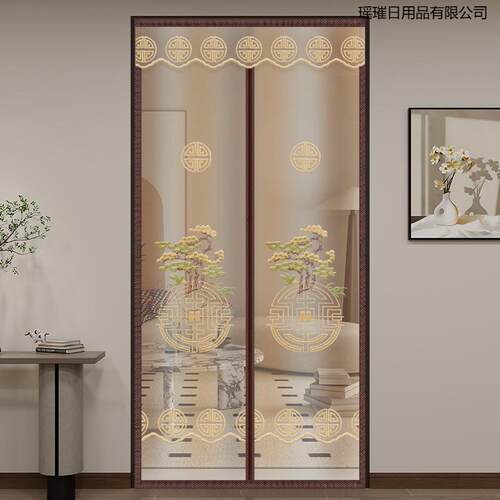 高端装饰防蚊全磁条门帘家用玄关遮挡隔断帘纱门纱帘蚊帐