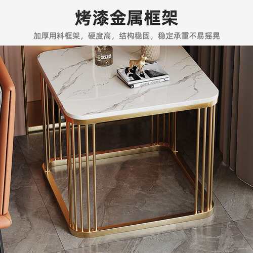 岩板边几小方桌子出租屋客厅沙发角几大理石侧边柜茶桌阳台小茶r*