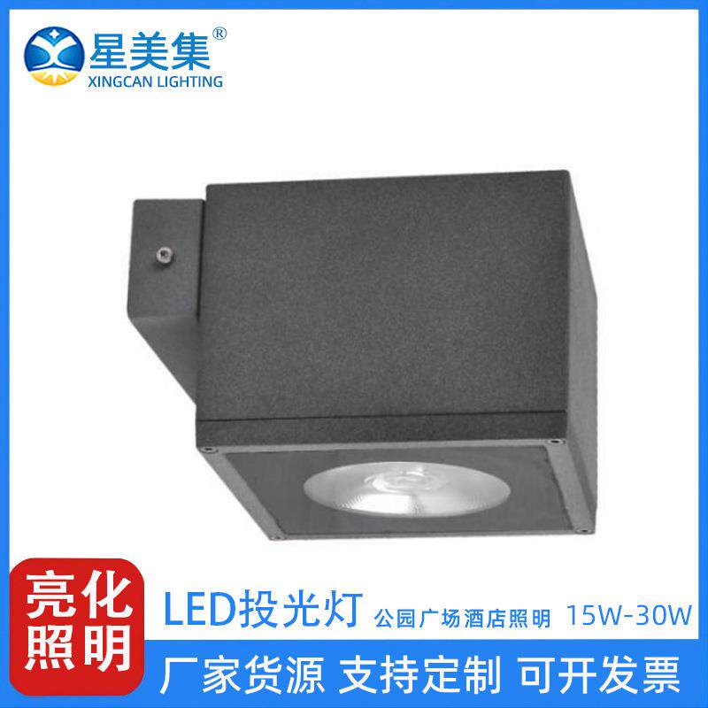 15W20W30W方形户外壁灯双头装饰投光灯园林景观庭院灯墙壁照射灯