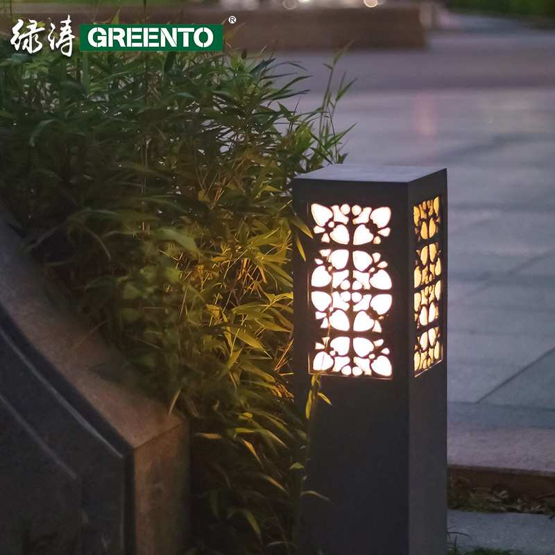 水泥色仿石树脂草坪灯工程款偏光LED木纹木色草坪灯草地灯公园灯