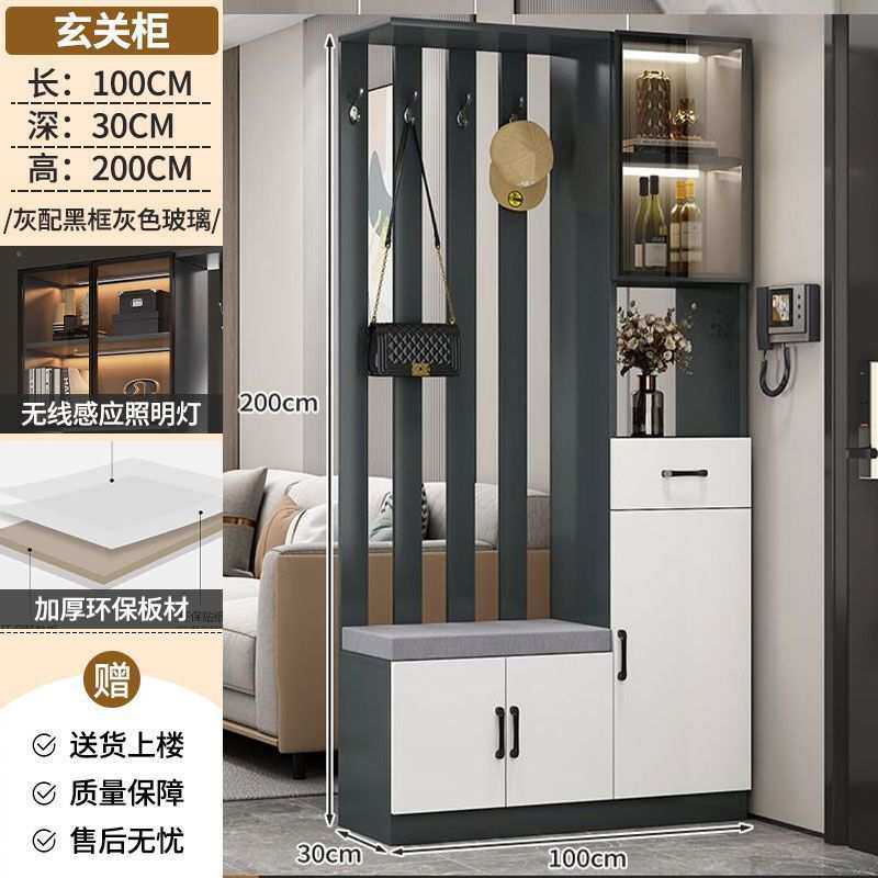 意式轻奢玄关柜鞋柜一体现代简约客厅屏风玄关隔断柜换鞋凳酒柜厂