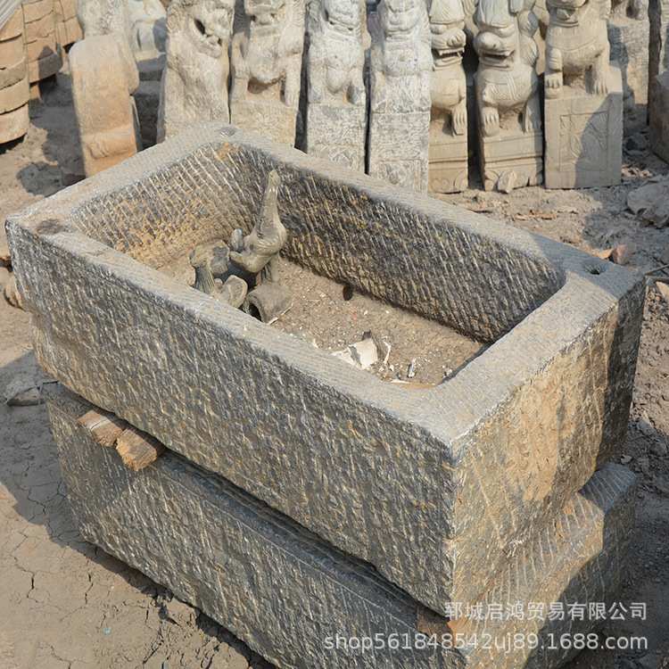 石花盆石槽鱼缸水景老石槽庭院流水组合老石器石雕盆