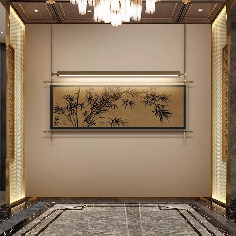 新中式横版装饰画中国风抽象竹子意境样板间客厅卧室床头壁画挂画