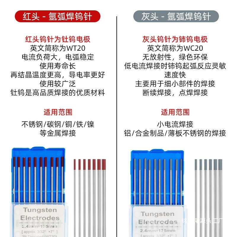 钨针氩弧焊乌极钨电极氩弧焊机焊枪配件1.6铈钨极2.0焊针2.4乌针