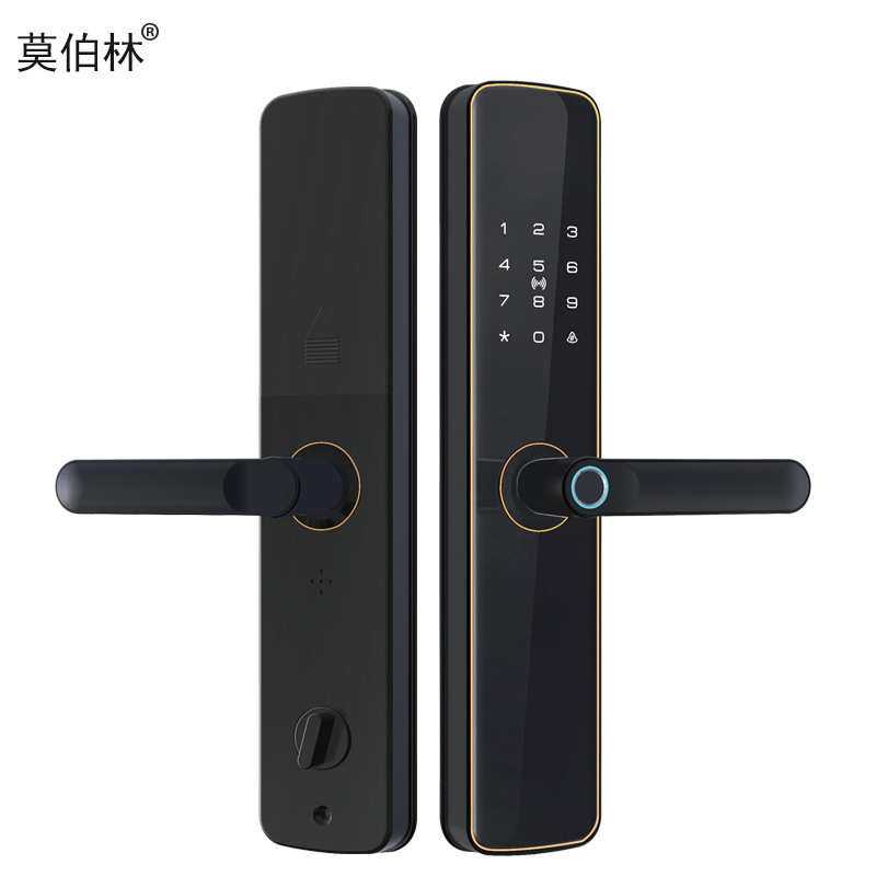 一握开指纹锁家用半自动智能锁公寓楼盘家用入户门防盗电子密码锁