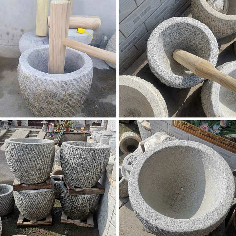 打糍粑石臼特大号打年糕木棰石器研磨器老物件石对窝木锤复古怀旧