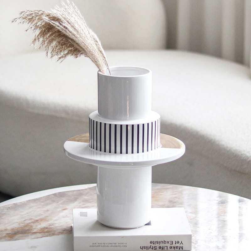 现代圆环环绕花瓶简约样板房软装饰品家居台面民宿摆件插干花花器,3C数码配件,摄像机配件,淘宝优惠券,粉丝福利购,淘宝优惠卷