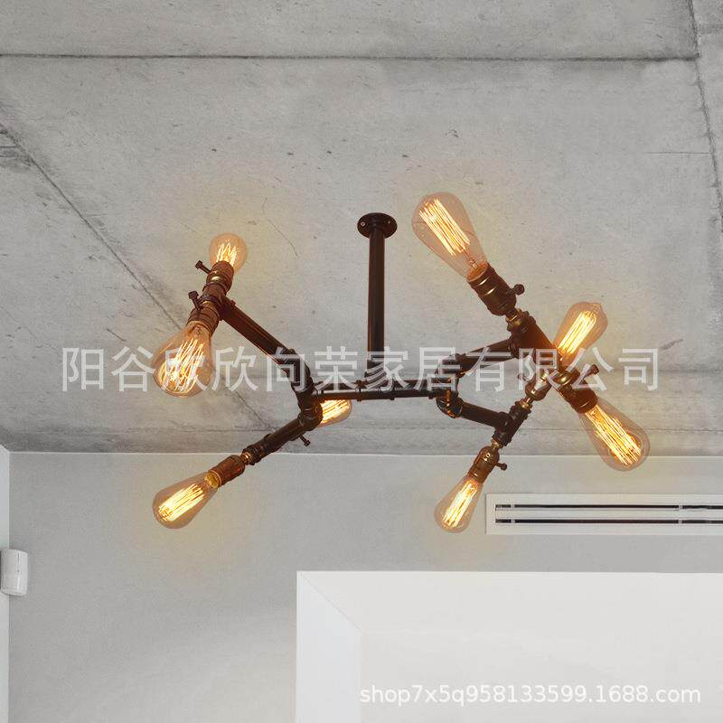 loft复古餐厅吧台艺术灯具美式工业酒吧创意水管麻绳吊灯灯具
