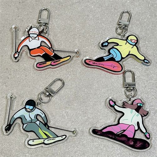 双板单板卡通滑雪人钥匙扣链雪包背包挂件饰品雪友情侣礼物周边