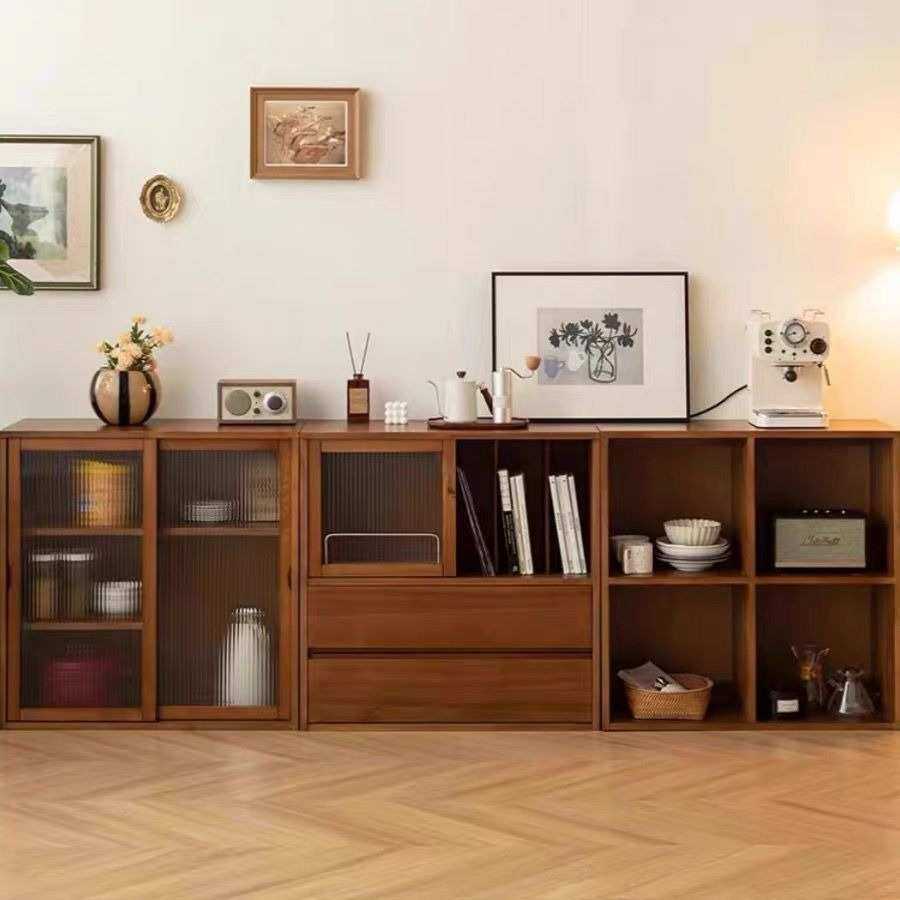 实木组合书柜桌面收纳柜中古色电视柜卧室小户型储物柜客厅边柜,3C数码配件,摄像机配件,淘宝优惠券,粉丝福利购,淘宝优惠卷
