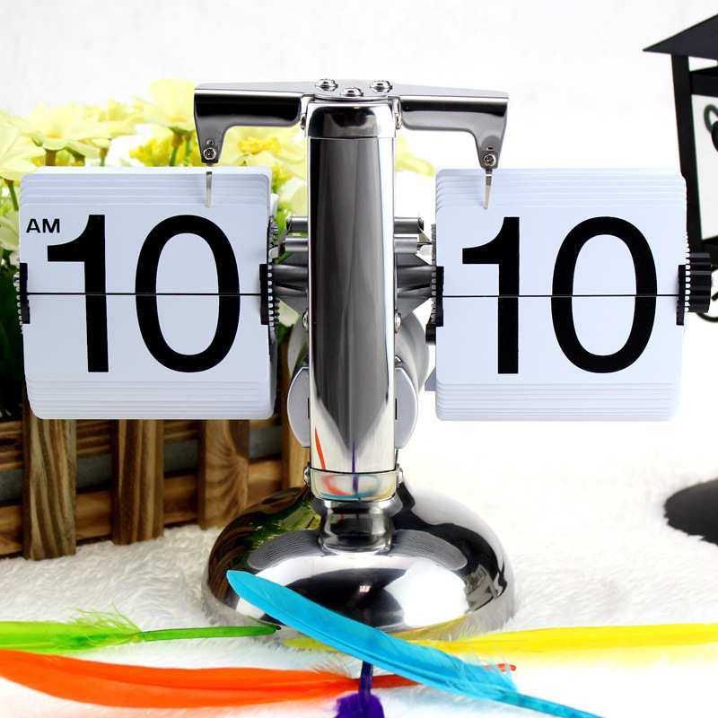 创意时尚小天平自动翻页钟单双铃站立钟办公时尚座钟金属摆钟