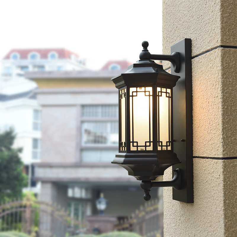 新中式户外防水壁灯室外过道墙灯太阳能别墅走廊花园庭院阳台门灯