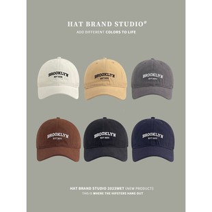 宽松刺绣棒球帽加深加宽显脸小防晒帽子女男士BROOKLYN软顶鸭舌帽