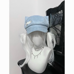 2025网红ins风猫耳贝雷帽配饰可拆卸亚文化帽子可爱猫猫宅系