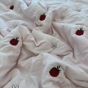 夏季 粉色树莓刺绣夏凉被水洗棉夏被午休空调被单双人可机洗薄被子