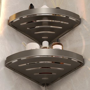 不锈钢浴室三角置物架免打孔卫生间转角沥水收纳架小尺寸23cm