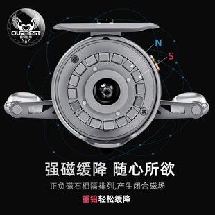 欧贝丝特干将三代二代筏钓轮磁力缓降带数显重微铅筏轮欧