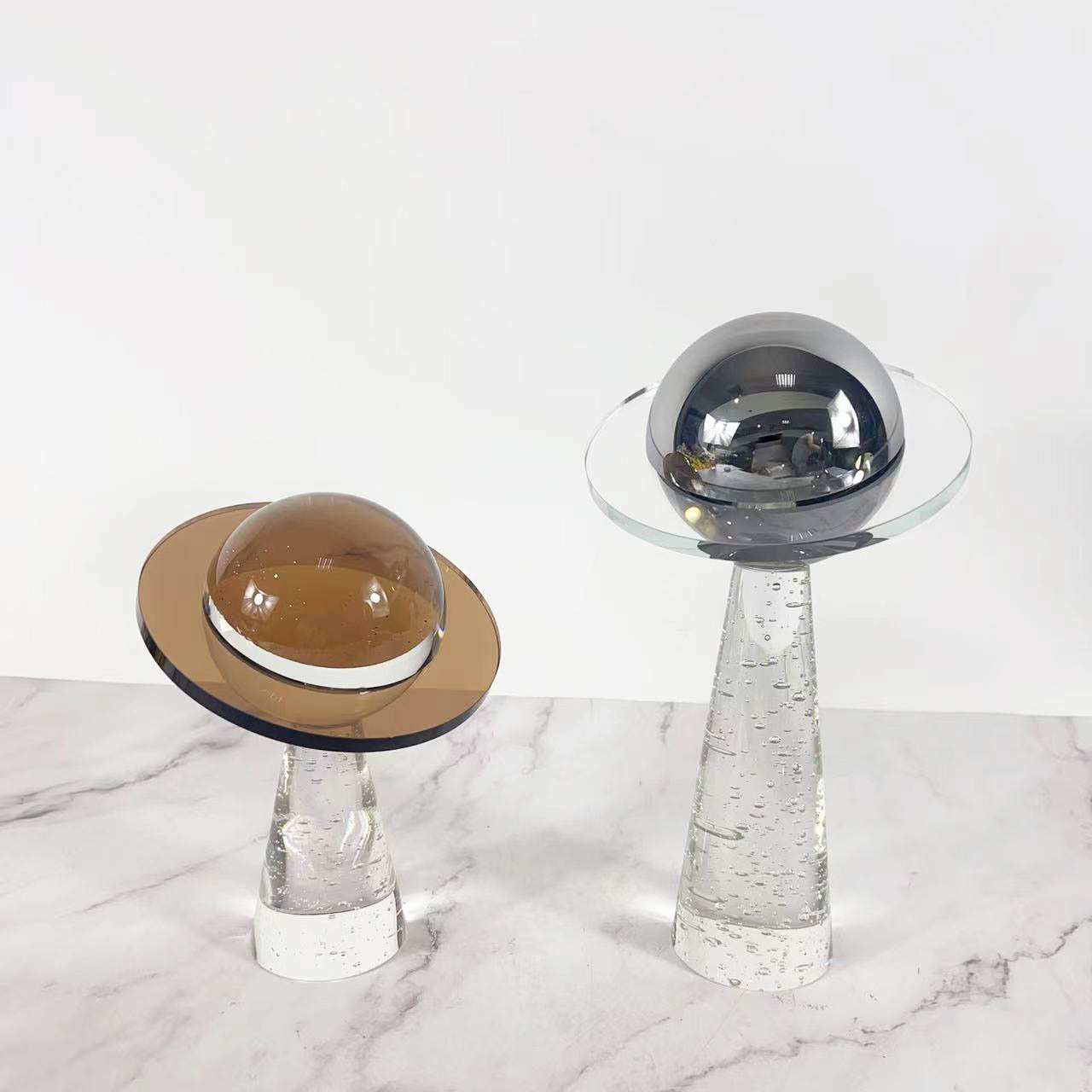 现代简约欧式水晶玻璃星球摆件书镇创意摆设样板房软装饰品