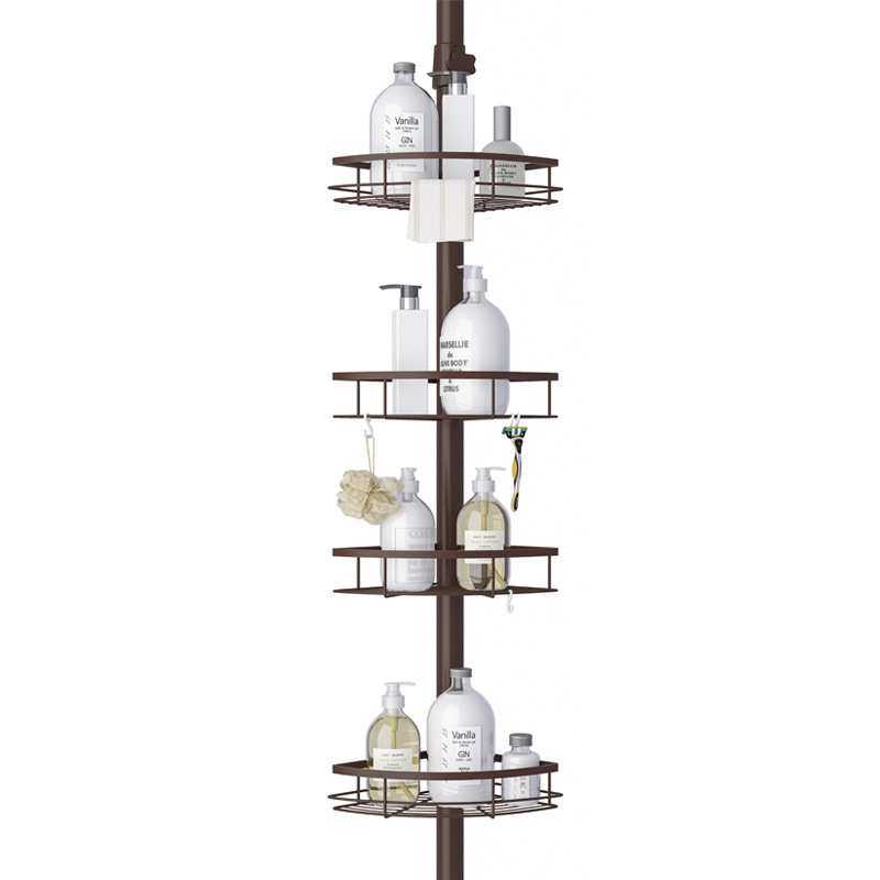 跨境浴室转角置物架不锈钢收纳架多层毛巾架角落架四层顶天立地