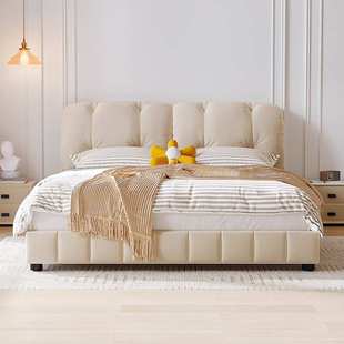 欧式床新款奶油风云朵布艺床1.5米8双人床现代简约主卧实木大婚床