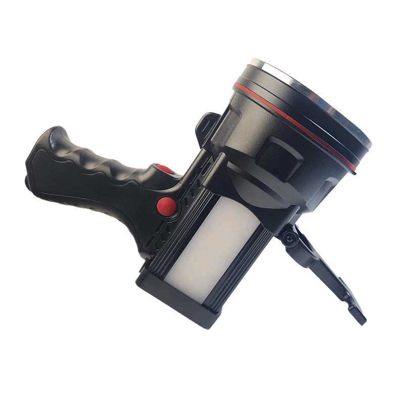 亚马逊强光白光黄光泛光私模手提灯探照高亮电量显示大容量充电式