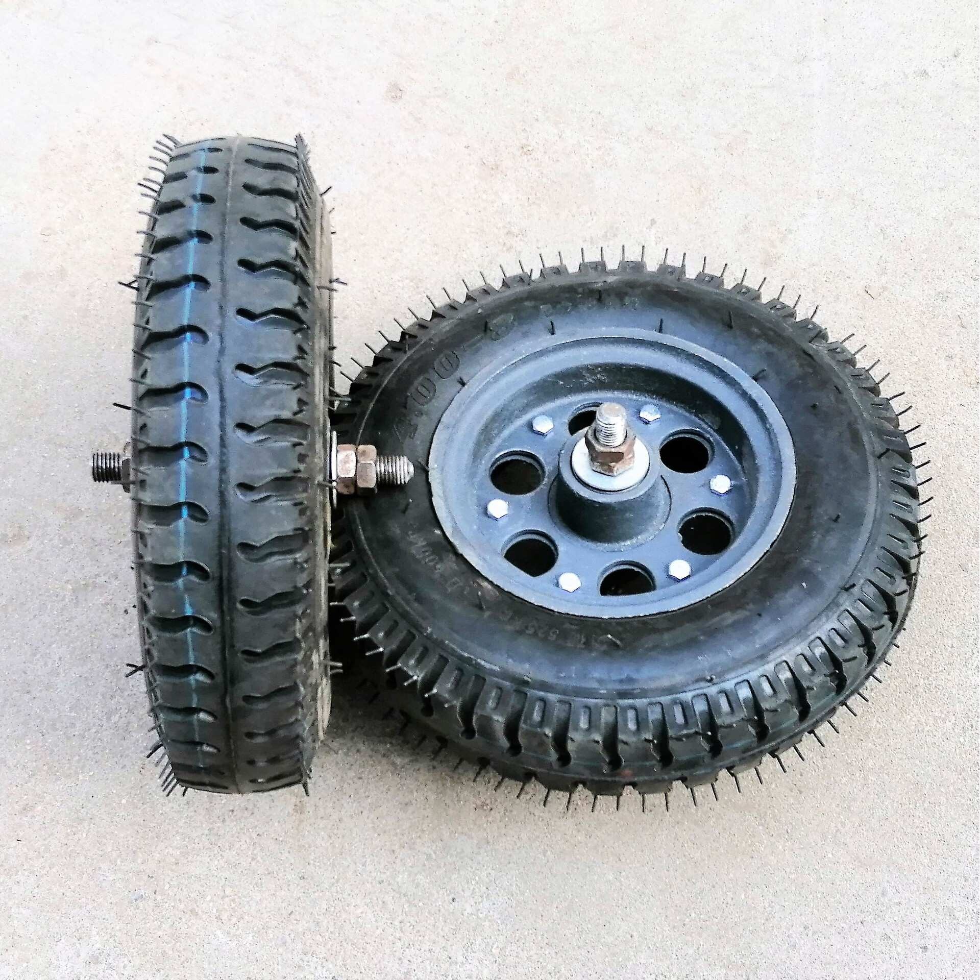 脚轮万向轮 400-8铸铁尾轮工矿轮 充气轮工地轮独轮车轮 打气