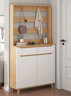 7K橡木色简欧60/80/100/120宽33高180家用客厅玄关柜挂衣架一体鞋