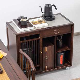 移动茶水柜茶台茶桌侧边柜置物架实木茶吧下置水桶烧水壶一体茶柜
