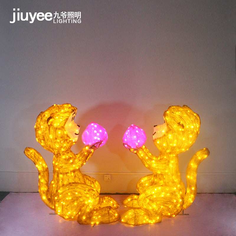 3D动物灯 猴子献桃 景观庭院灯LED滴胶动物造型灯