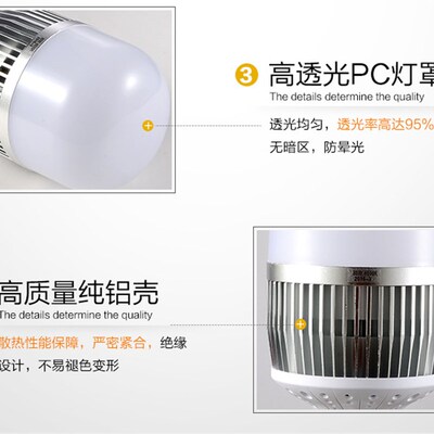 进口灯珠大功率LED灯泡超亮E27E40螺口30W50W80W100W150W柱形球泡