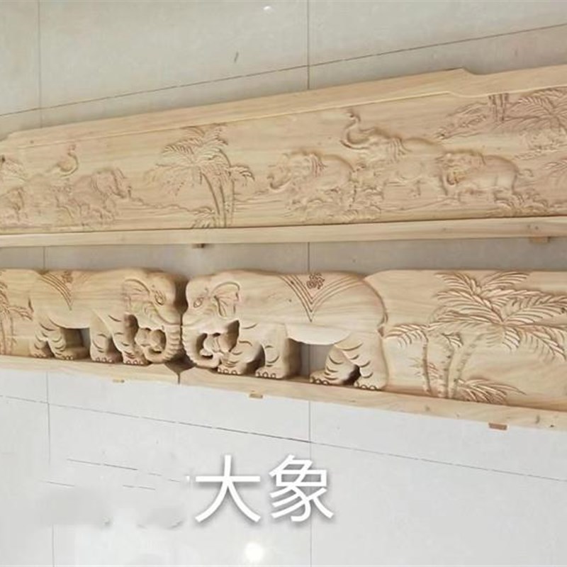 三抽屉全实木罗汉床脚加大加粗白茬北榆木沙发榻中式仿古雕花白胚