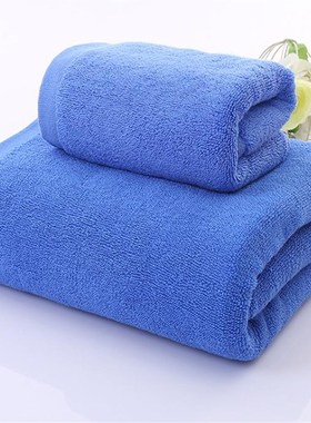 酒店宝蓝色浴巾纯棉成人宾馆裹胸围巾美容浴场大毛巾火疗定制logo