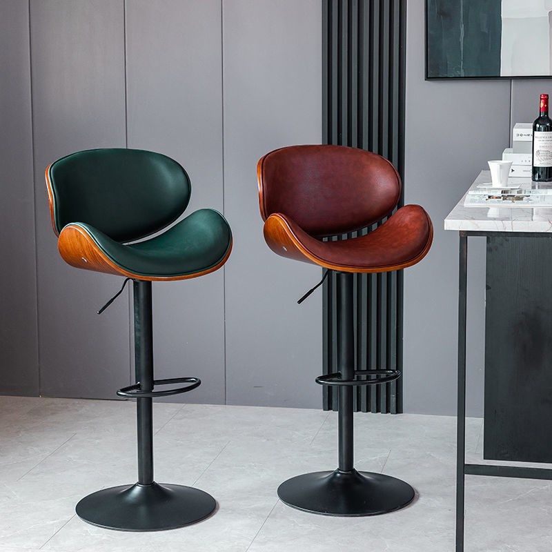 丹麦欧式实木吧台高脚椅北欧升降前台靠背椅酒吧凳子简约
