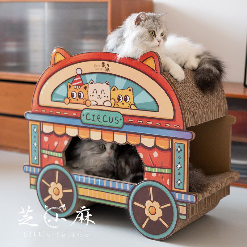 芝小麻欢乐多马戏团猫抓板磨爪瓦楞纸猫玩具保护沙发防猫抓猫爪板