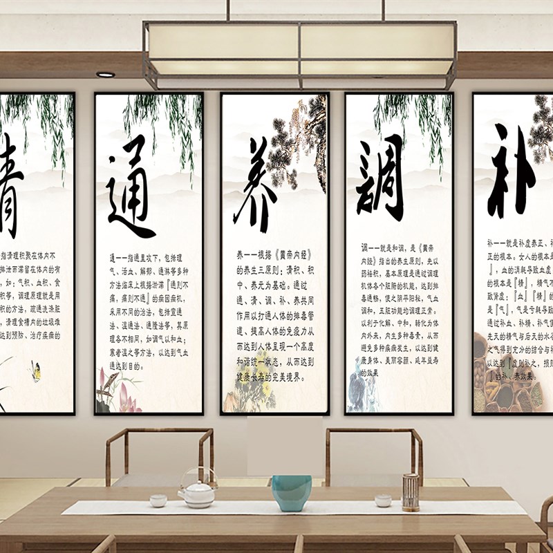 中医养生馆装饰画金木水火土心肝脾肺肾墙壁画中医院沙发背景挂画