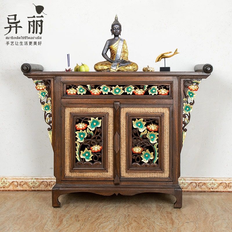异丽东南亚风格家具泰式客隔玄关柜泰国门厅玄关厅桌断柜边柜酒柜
