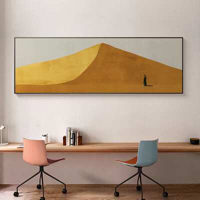 荒野的召回 北欧小众客厅背景墙装饰画 卧室床头横版抽象风景挂画