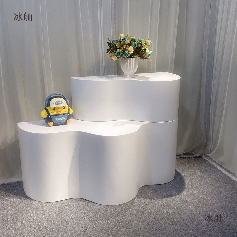 木质烤漆简欧式地台方型异型展台展示台服装店摆台橱窗展示柜