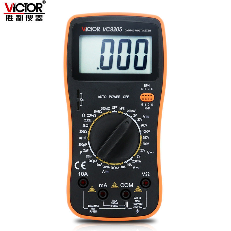 胜利数字万用表VC9205高精度全VC9801A+自动VC890D表VC9802A+