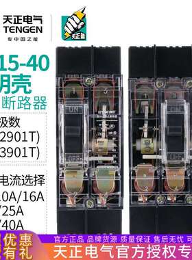 TENGEN天正DZ15-40/3901T2901T空气开关断路器透明外塑壳32A40A