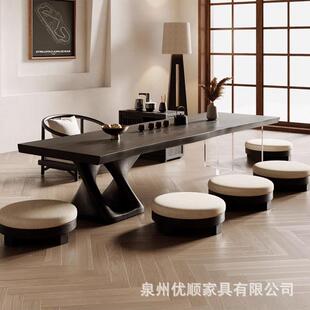 民宿榻榻米不规则茶桌日式茶几黑色异形茶几桌禅意矮泡茶桌坐地桌