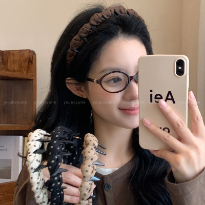 韩系黑白波点带齿防滑发箍女高颅顶日常洗脸压发头箍小众时尚发饰