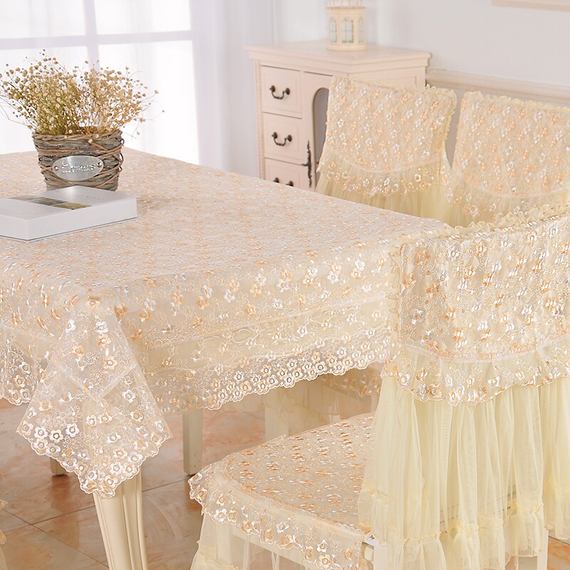 桌面装饰布餐椅套椅垫套装美甲桌布蕾丝餐桌椅组合套罩简约时尚