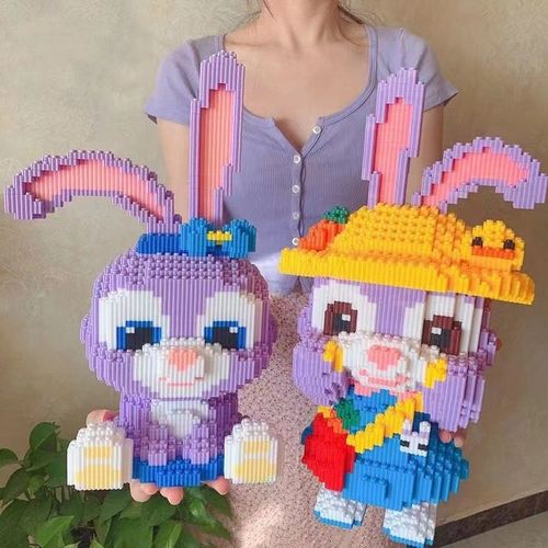 潮乐森拼装小颗粒玩具手工兔子积木男孩女孩摆摊高难度拼图
