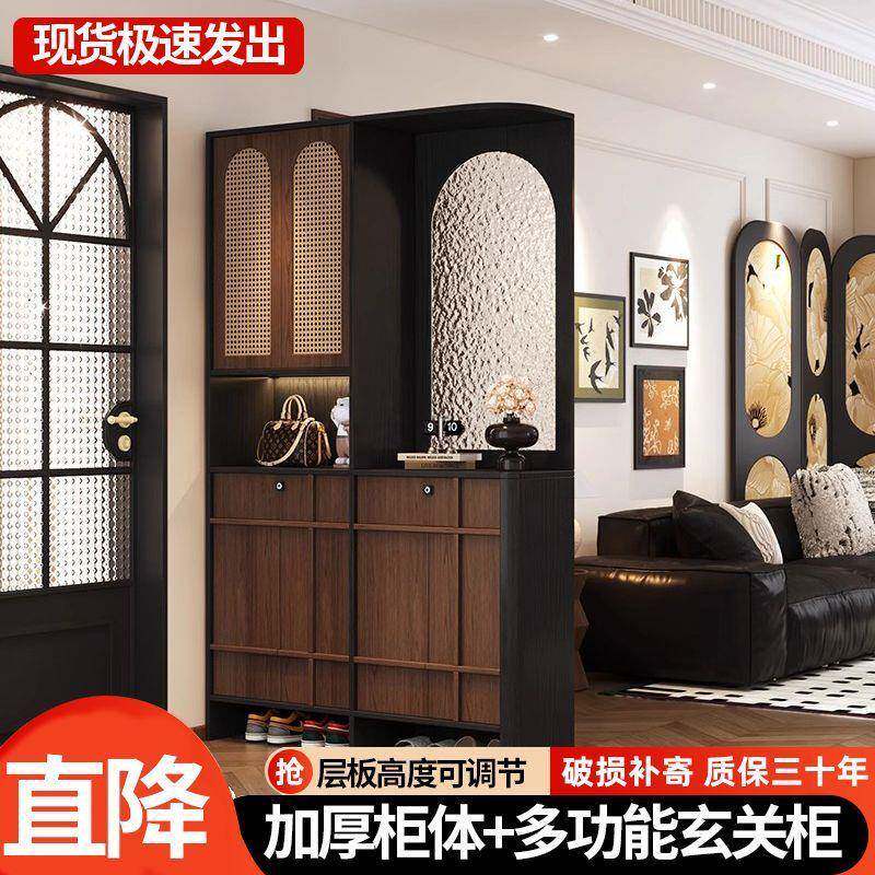 玄关柜入户正对门屏风柜门厅靠墙鞋柜中古风隔断柜